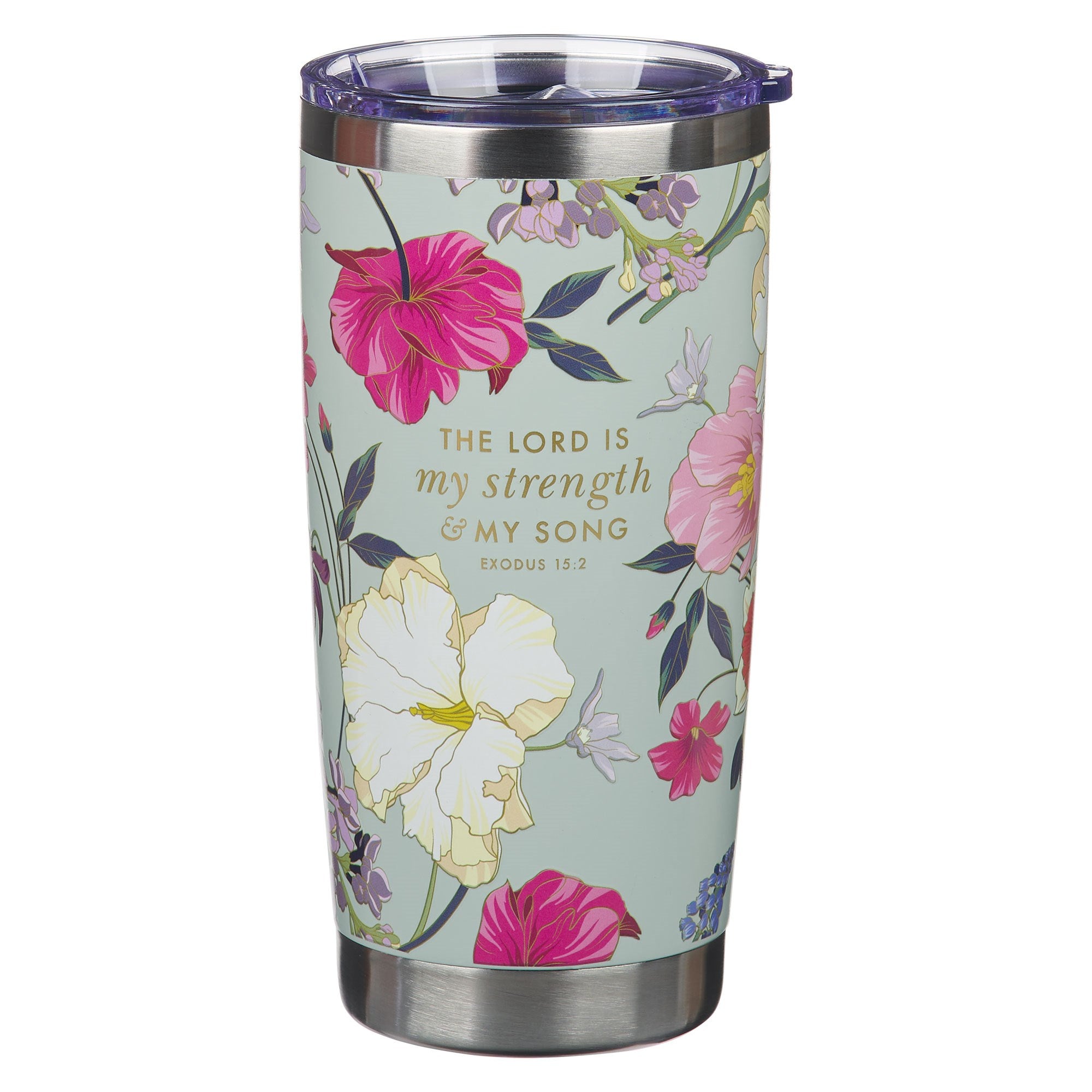 Stainless Steel Tumbler-Teal-Strength-Exodus 15:2