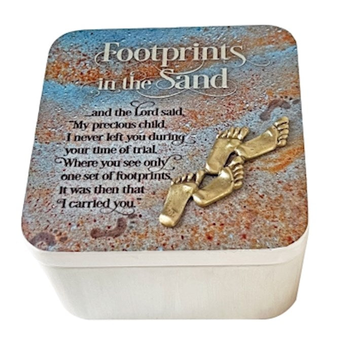 Keepsake Box-Footprints (4&quot; x 4&quot; x 2.5&quot;)