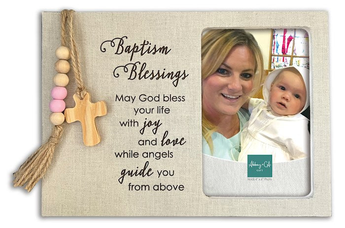 Photo Frame-Baptism Blessings-Pink (Holds 4&quot; x 6&quot;)