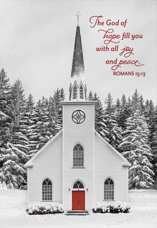Boxed Card-Christmas-Black &amp; White Church (Box Of 18)