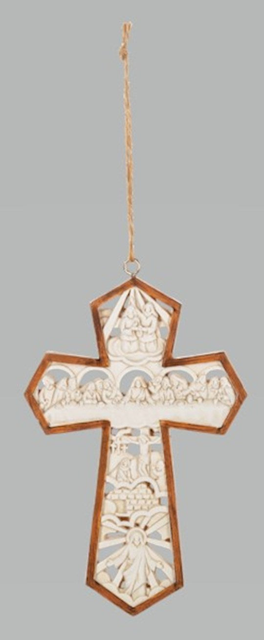 Ornament-Passion Of Christ Cross-2 Tone Boxed (5&quot;H)