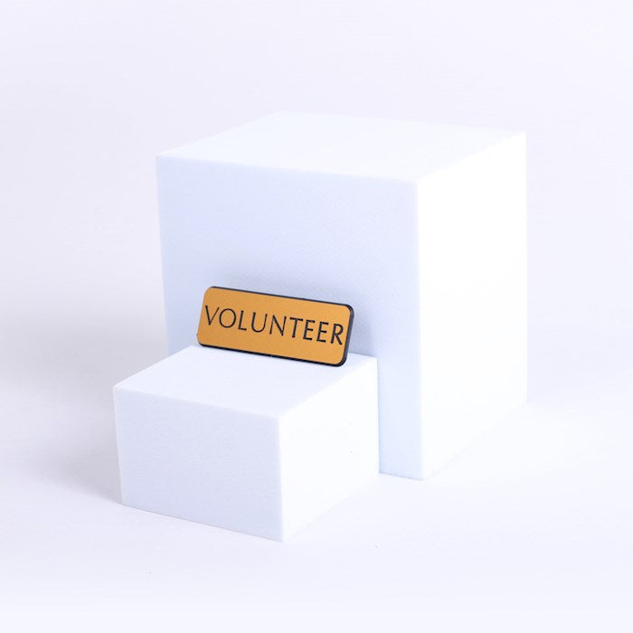 Badge-Contemporary-Volunteer-Gold/Black-Pin Back
