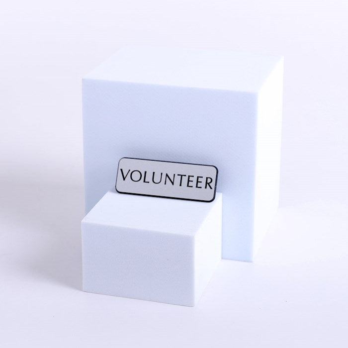 Badge-Contemporary-Volunteer-Silver/Black-Pin Back