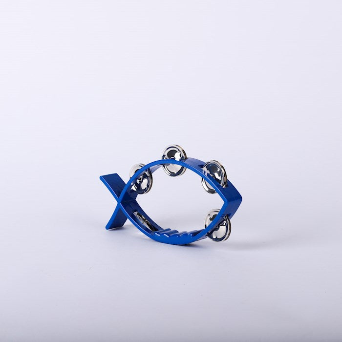 Instrument-Tambourine-Little Fish Shape-Blue (8" x 4 1/2") (OUT OF PRINT)