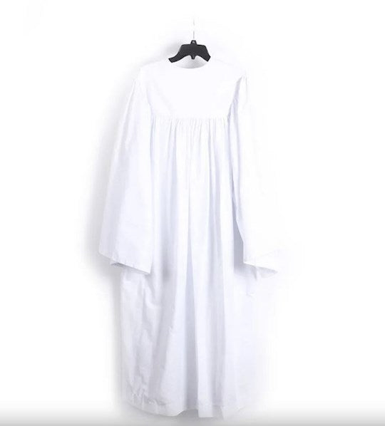 Baptismal Gown-Polyester-Box Pleats-White-X Small (23" x 50")