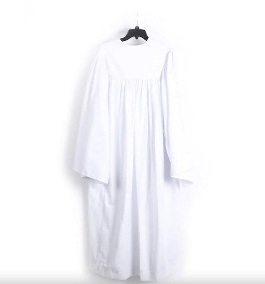 Baptismal Gown-Polyester-Box Pleats-White-Small (26" x 51 1/4")