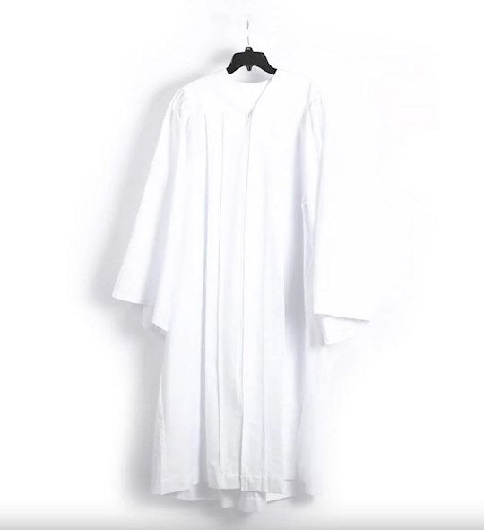 Baptismal Gown-Polyester-Box Pleats-White-Medium (27" x 54")