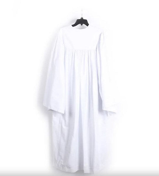 Baptismal Gown-Polycotton-Box Pleats-White-X Small (23" x 50")