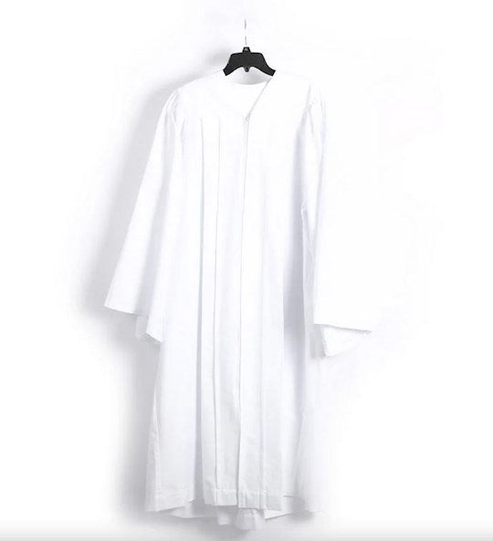 Baptismal Gown-Polycotton-Box Pleats-White-Medium (27" x 54")