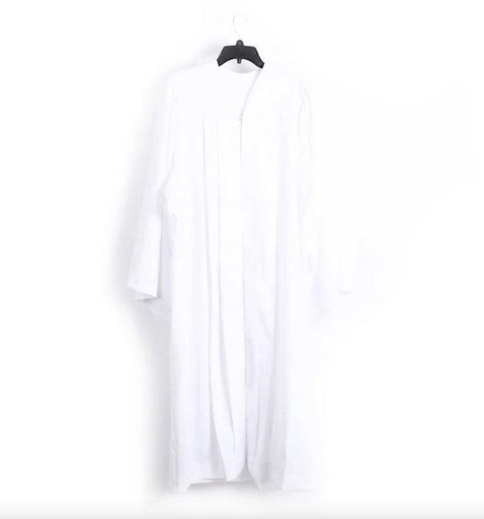 Baptismal Gown-Polyester-Simple Pleats-White-Medium (27" x 54")