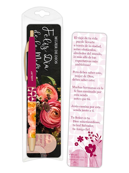 Spanish-Pen &amp; Bookmark Set-Woman Of God: Walk By Faith/Mothers Day