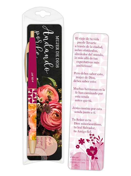 Spanish-Pen &amp; Bookmark Set-Woman Of God: Walk By Faith