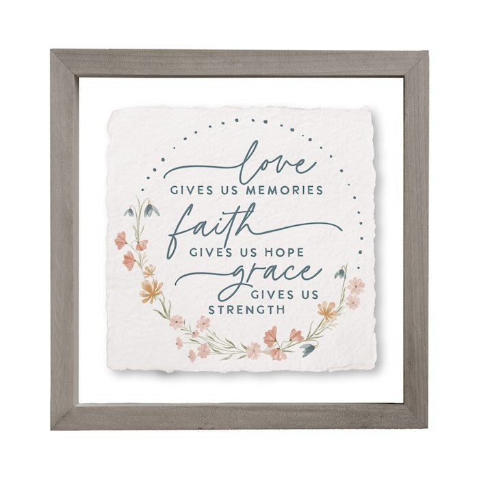 Floating Art Square-Love Gives Memories (10" x 10")