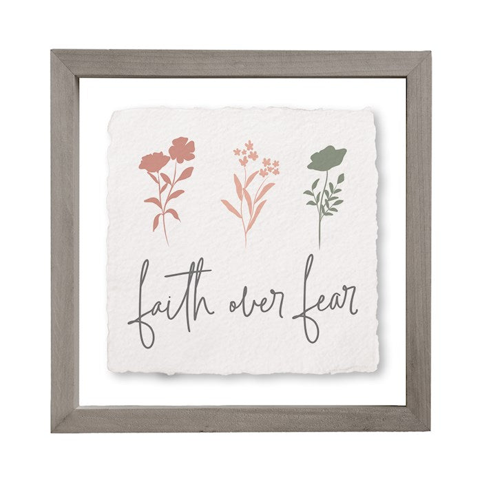 Floating Art Square-Faith Over Fear (10" x 10")