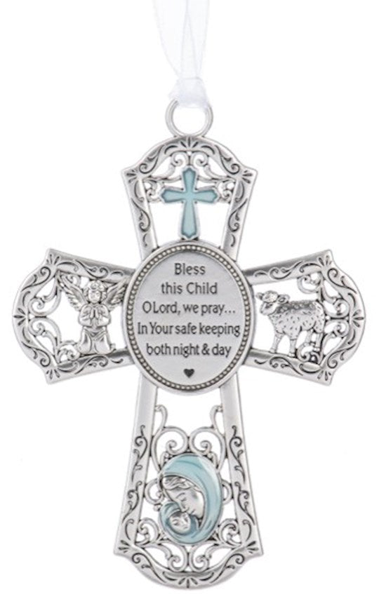 Ornament-Crib-Cross (Blue) (2 7/8&quot; x 4&quot;)