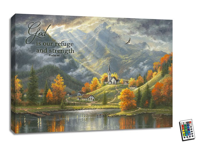 Print Canvas-God Is Our Refuge And Strength LED w/Remote Control (18" x 24")