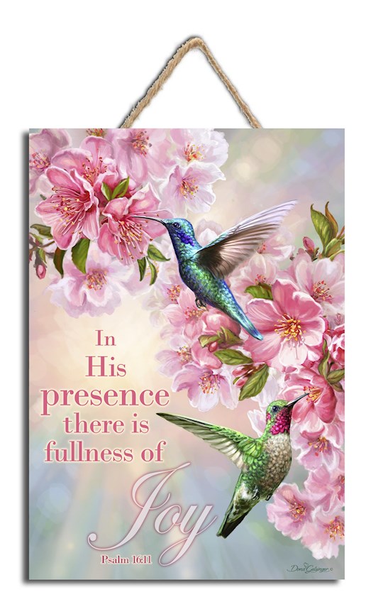 Sign-Hummingbird Joy w/Rope Hanger (8" x 10")