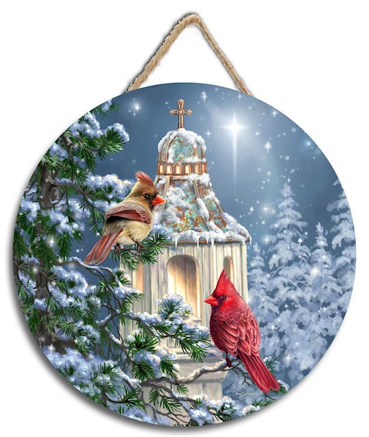 Sign-Little Cardinal Chapel w/ Rope Hanger (8" x 8")