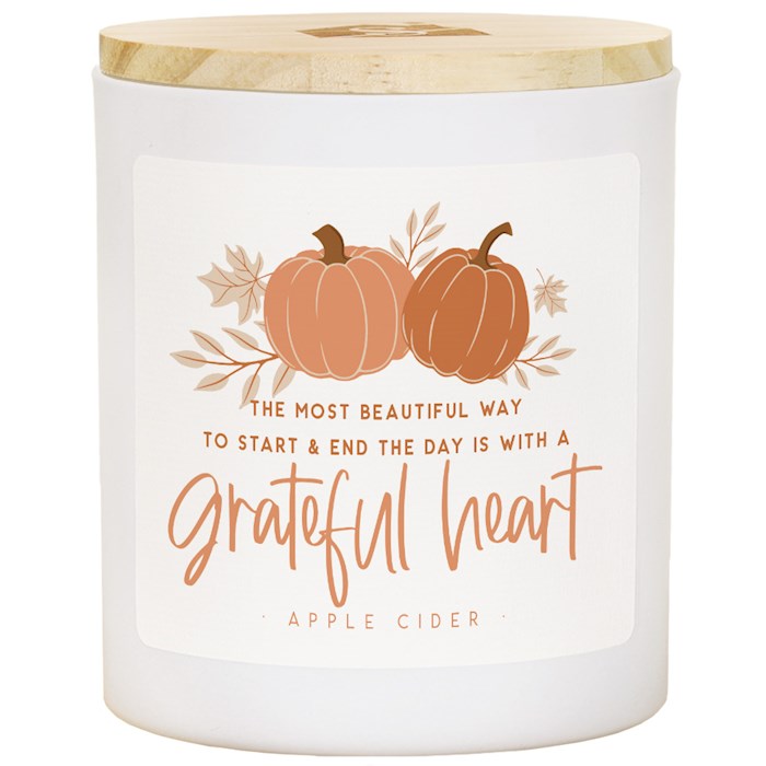 Candle-Grateful Heart Pumpkin-Apple Cider Scent (11 Oz - 2 Wick)