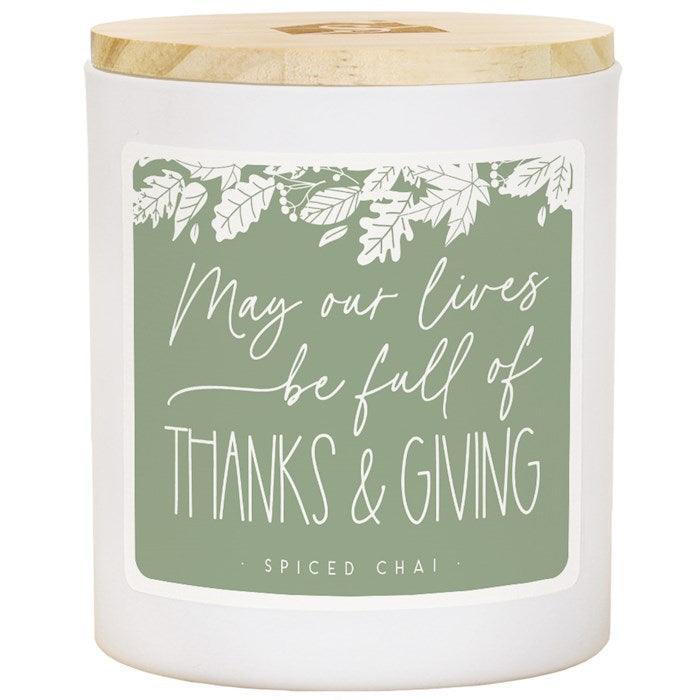 Candle-Thanks &amp; Giving Green-Spiced Chai Scent (11 Oz - 2 Wick)
