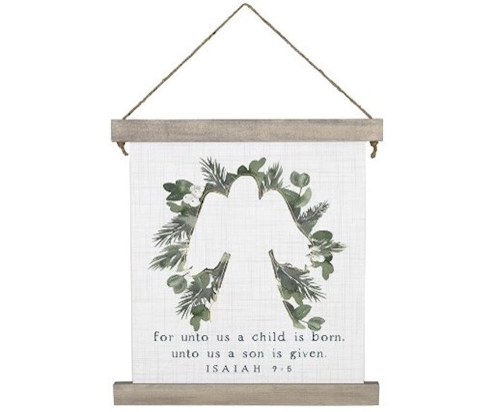 Hanging Canvas-Child Is Born Angel (10 x 17)