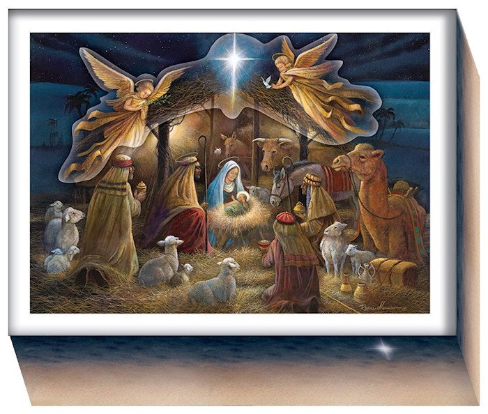 Boxed Card-Christmas: Holy Light Nativity (Box Of 15)