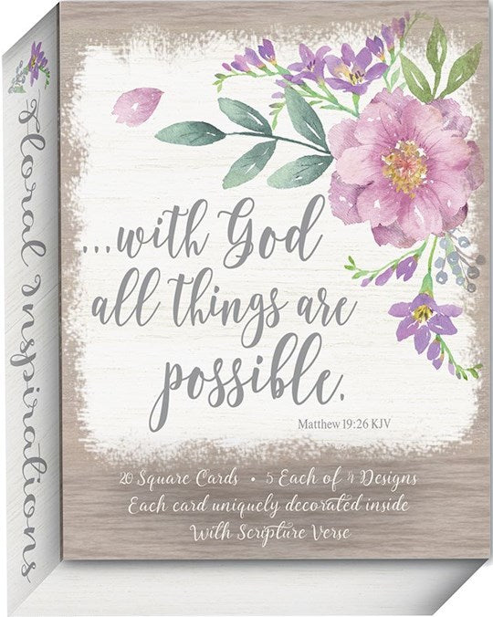 Note Card-Blank-Square-Floral Inspirations (Pack Of 20)