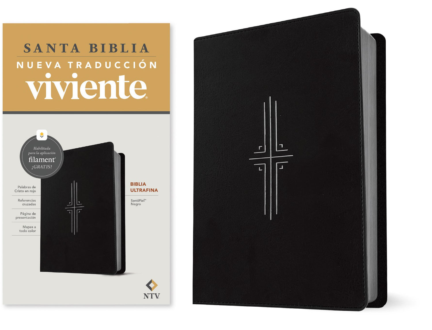 NTV Thinline Bible  Filament-Enabled (Biblia ultrafina con Filament)-Black LeatherLike