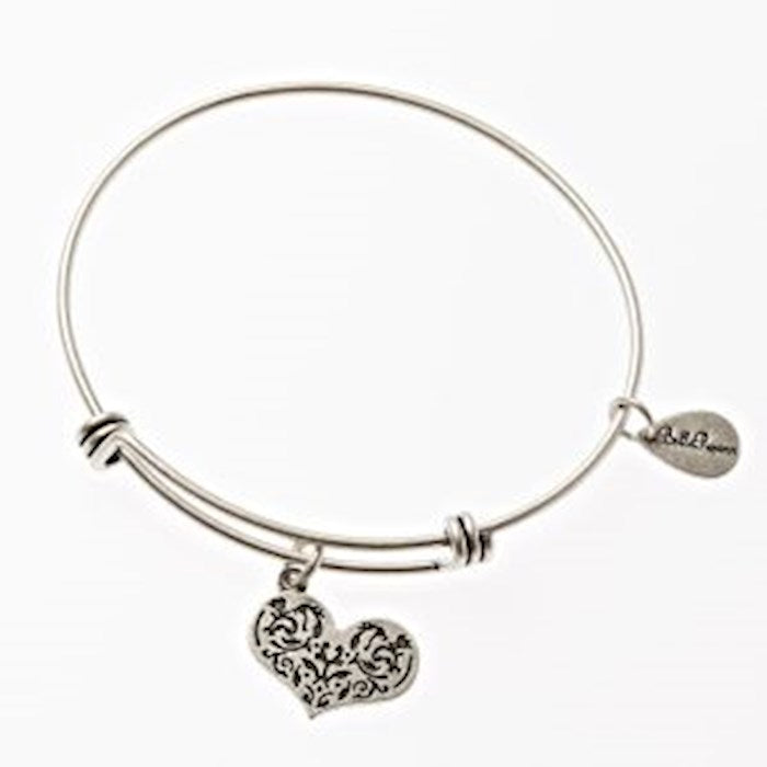 Bracelet-Mom Heart Bangle-Silver