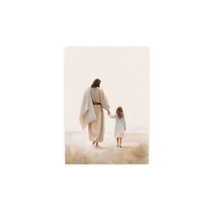 Canvas-Jesus Walking WIth Child (5 x 7)