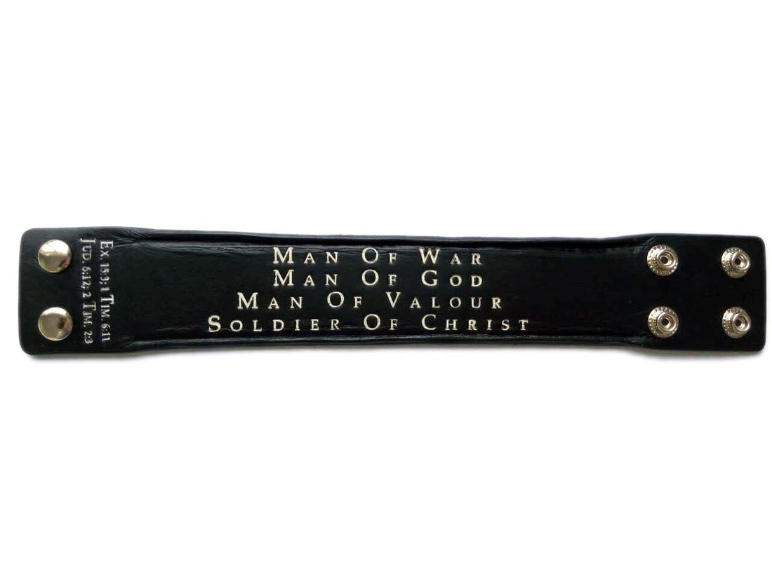 Bracelet-Black Leather-Identity (Mens) (9&quot;)