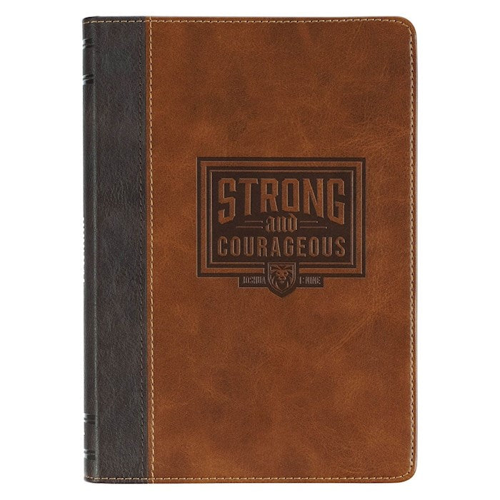 Journal Classic Faux Leather-Brown Strong and Courageous Josh. 1:9