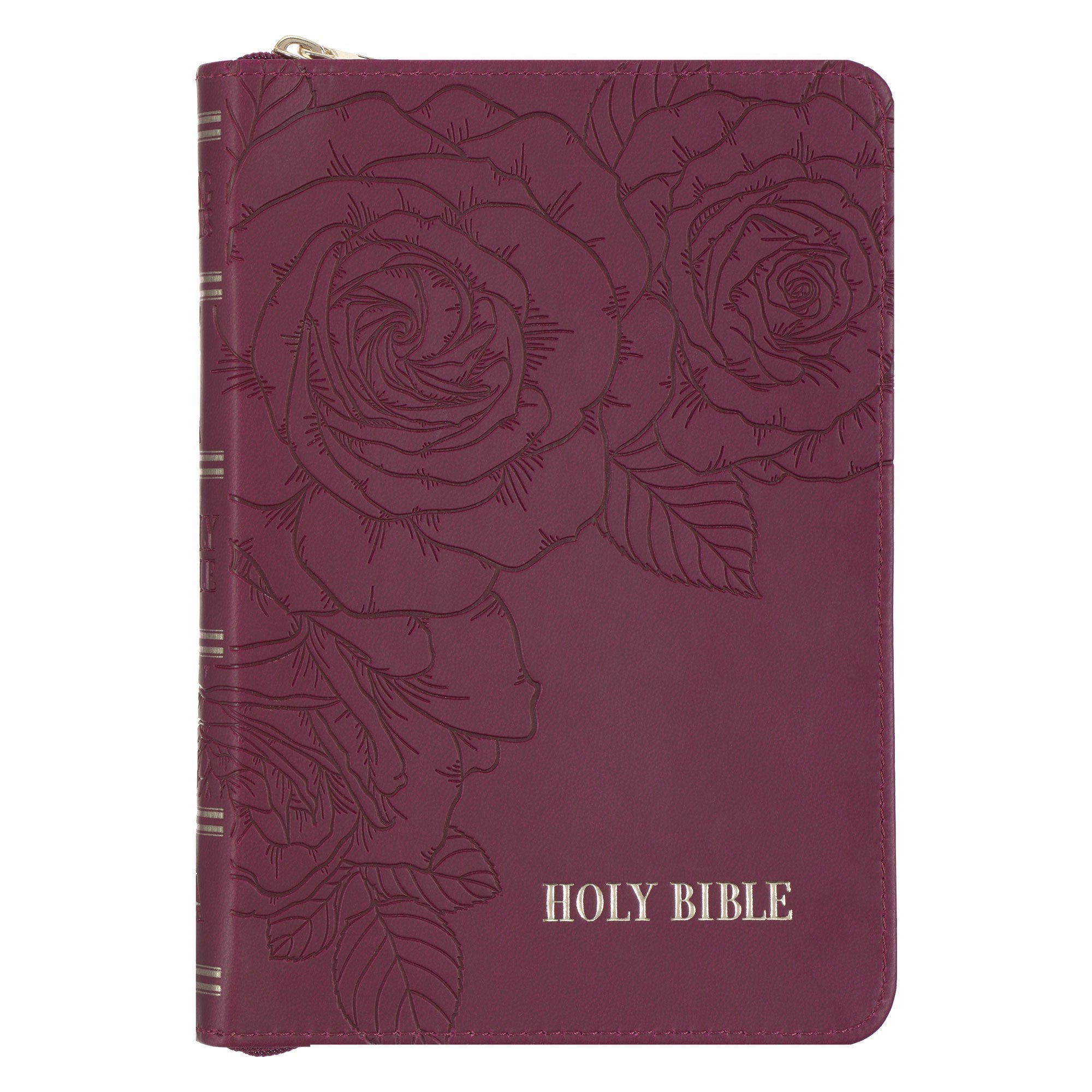 KJV Compact Bible-Merlot Faux Leather W/Zipper