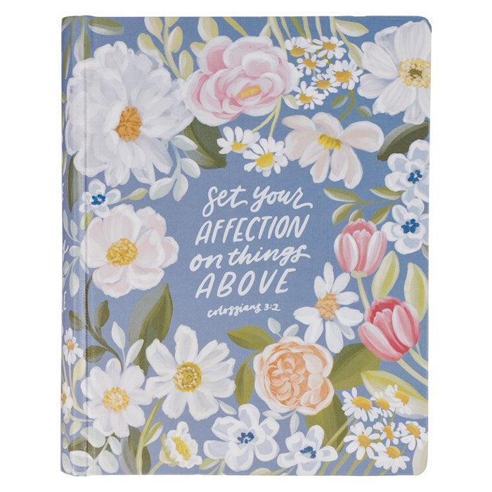 KJV Note-Taking Bible (Colossians 3:2)-Blue Floral Faux Leather Hardcover