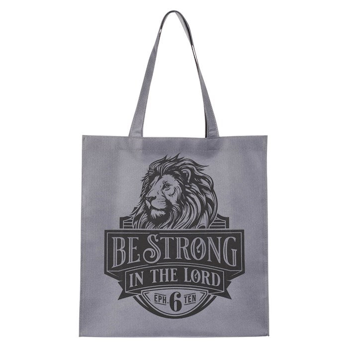 Tote Bag-Be Strong Reusable Non-Woven (Ephesians 6:10)-Gray