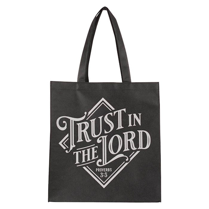 Tote Bag-Trust In The Lord Reusable Non-Woven (Proverbs 3:5)-Black
