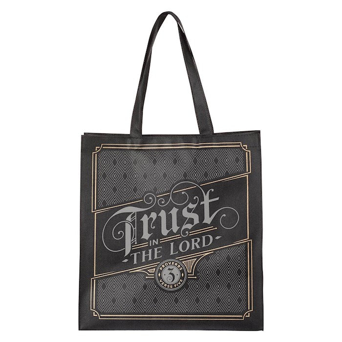 Tote Bag-Trust In The Lord Reusable Non-Woven (Proverbs 3:5)-Charcoal/Brown