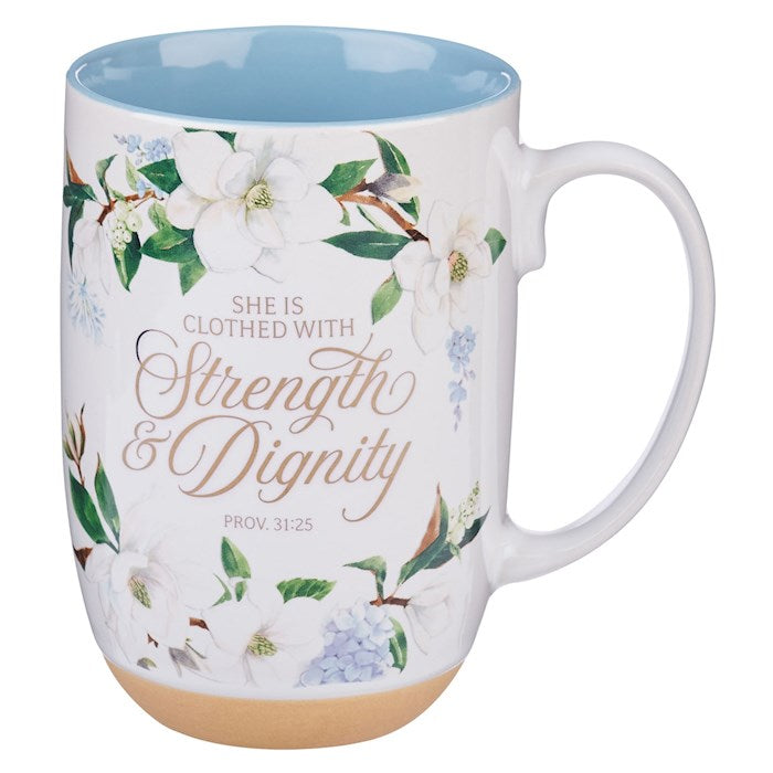 Mug-Strength &amp; Dignity (Proverbs 31:25)-Blue Floral (MUG1117)