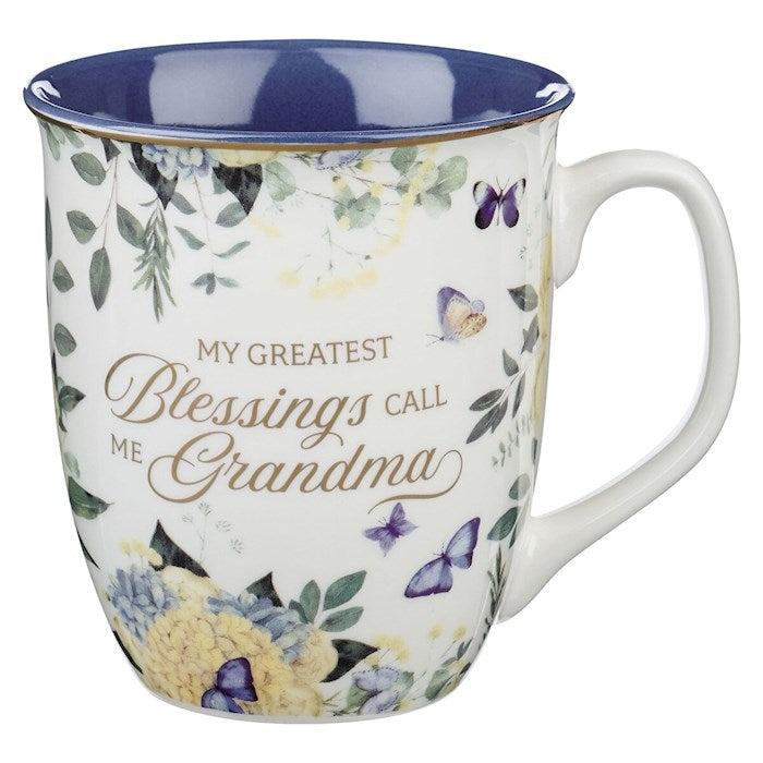 Mug-Greatest Blessings Grandma (Proverbs 31:25)-Blue Floral (MUG1120)