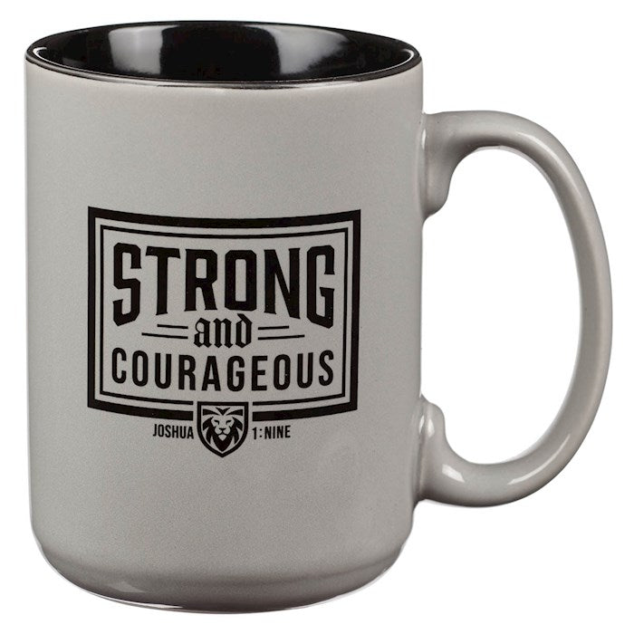 Mug-Strong &amp; Courageous (Joshua 1:9)-Gray (MUG1131)
