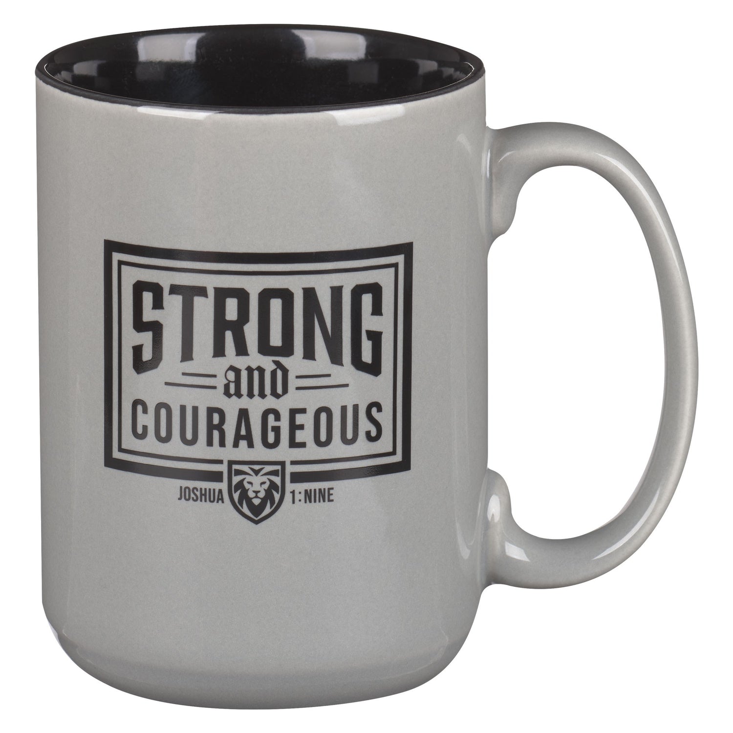 Mug-Strong &amp; Courageous (Joshua 1:9)-Gray (MUG1131)