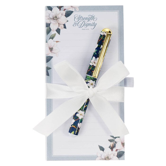 Magnetic Shopping List W/ Pen-Strength &amp; Dignity Prov. 31:25