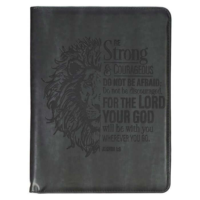 Padfolio-Black Be Strong And Courageous Josh. 1:9