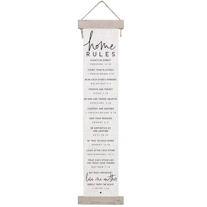 Hanging Canvas-Home Rules (8.5" x 40")