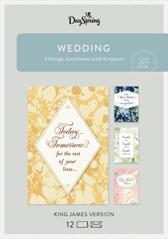 Boxed Card-Wedding-Marble Kjv (Box Of 12)-U2659