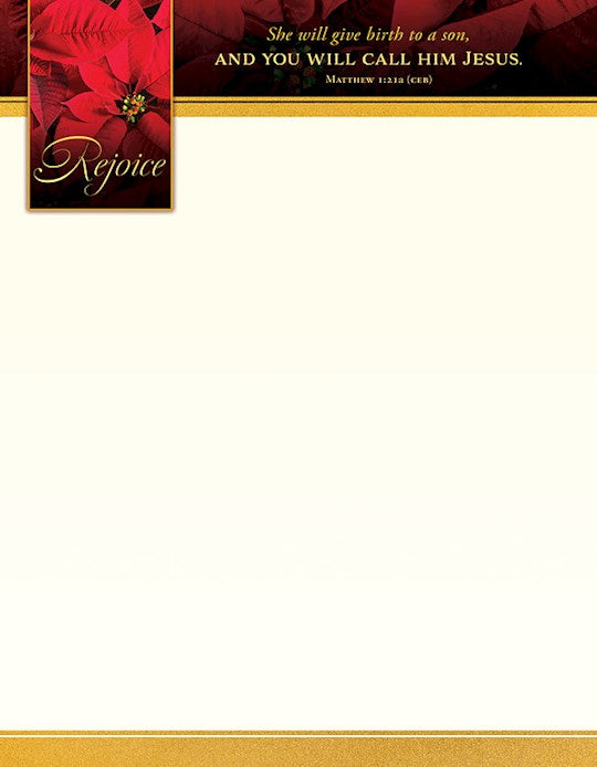 Letterhead-Rejoice/She Will Give Birth To A Son (Matthew 1:21 CEB) (Pack Of 100)