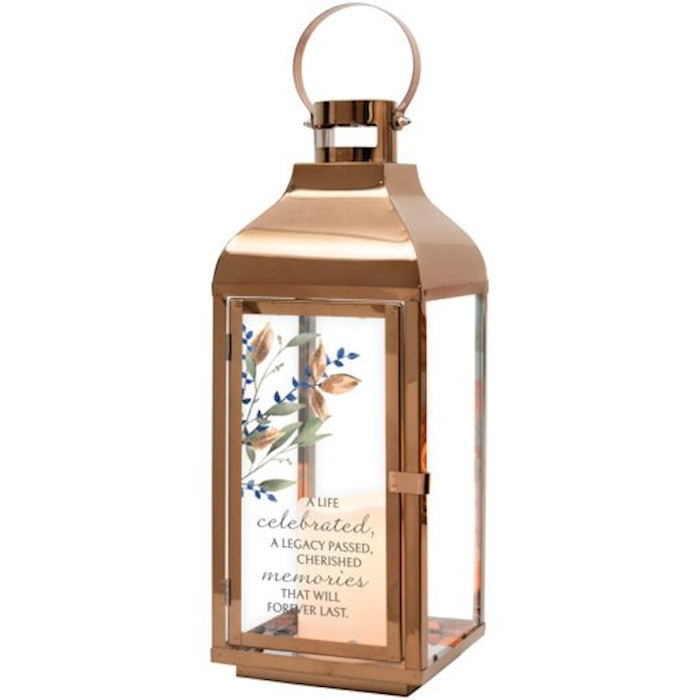 Lantern w/Flameless LED Candle &amp; Timer-A Life Celebrated (5.5" x 17.5" x5.5")