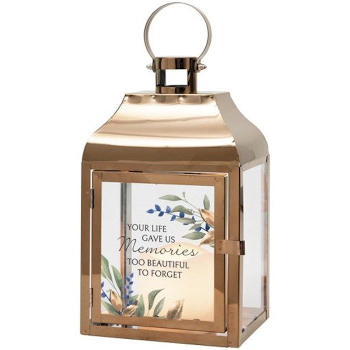 Lantern w/Flameless LED Candle &amp; Timer-Memories (6" x 12.25" x 4.5")