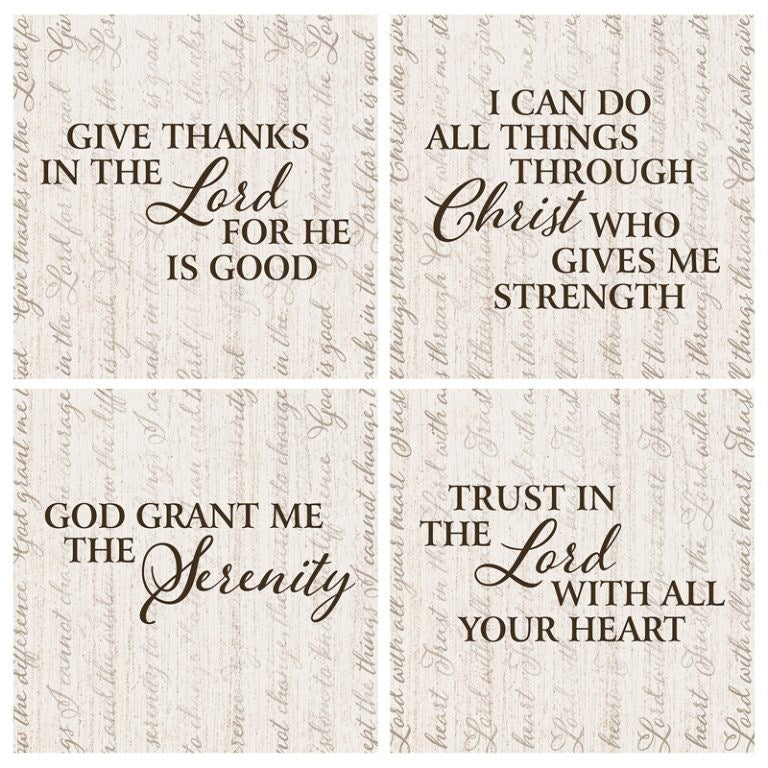 Square House Coasters-Religious Script (Set Of 4) (4&quot;)