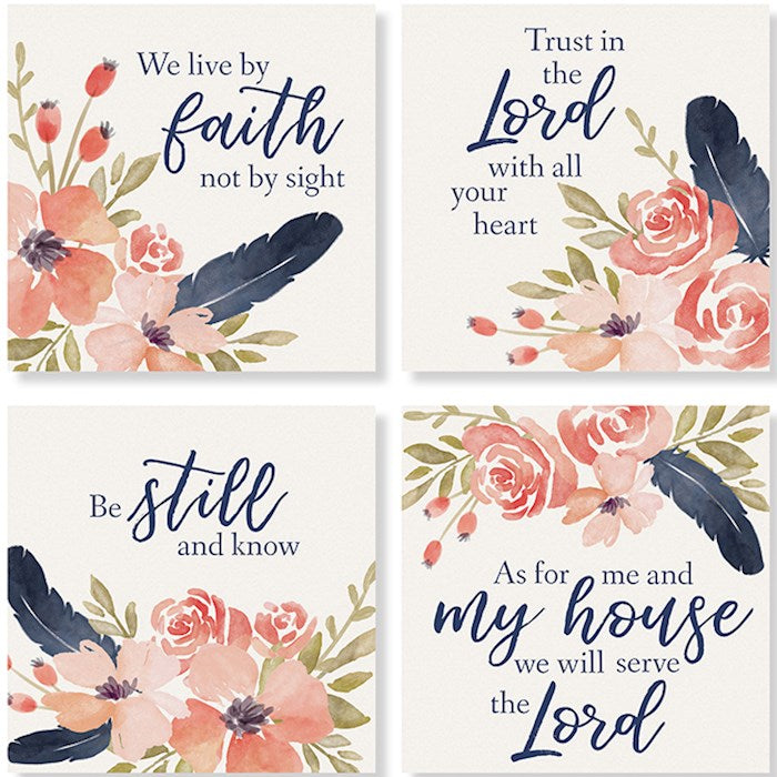 Square House Coasters-Religious Pink Flower (Set Of 4) (4&quot;)